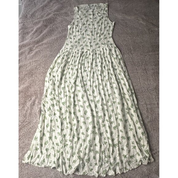 ASOS DESIGN slash neck button down dropped waist maxi dress green floral 6 New - Picture 5 of 16